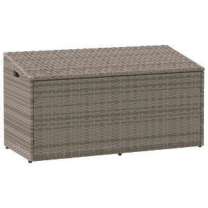 Garden Storage Box Grey PE rattan, powder-coated steel Medium - 1 of 4
