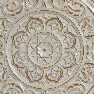 Lara Antique Gray Wooden Mandala Wall Plaque