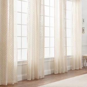 Chanasya 2pk Leaf Voile Sheer Window Curtain Panels - Set of 2 - 1 of 4