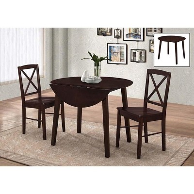 Kings Brand Furniture 3 Piece Wood Dinette Drop Leaf Table & 2 Chairs Dining Set, Cappuccino