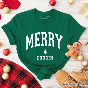 Merry Cousin Retro Christmas T-Shirt, Matching Family Holiday Tee | OrnamentallyYou - 1 of 4