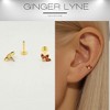 Oval Burnt Orange CZ Flat Back Earrings for Cartilage or Lobe Gold Plated Sterling Silver 1 pair by Ginger Lyne - 2 of 4