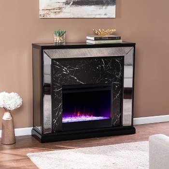 Tynchel Mirrored Faux Marble Fireplace - Aiden Lane