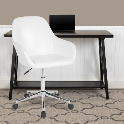 White LeatherSoft Mid-Back Ergonomic Swivel Office Chair