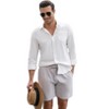 Coolmee Men's Matching Set 2 Piece Outfits Fashion Button Down Long Sleeve Shirts and Shorts Work Vacation Outfits - 2 of 3