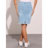 INSPIRE CHIC Women's Basic Distressed High Waist Ripped Hem Washed Jeans Skirt - 4 of 4