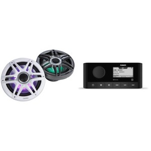 Fusion MS-RA60 Source Unit w/ Clarion CMSP-771RGB-SWG Premium 7.7-inch Coaxial Marine Speakers with built-in RGB illumination ( Includes White & Gr... - 1 of 4