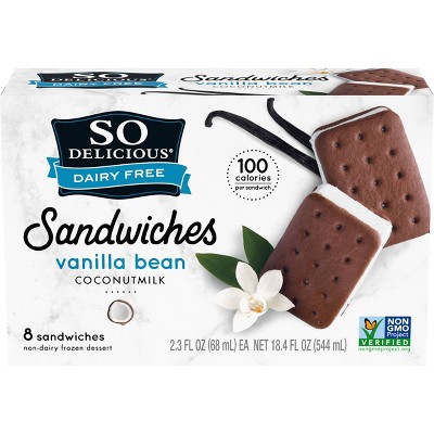 So Delicious Dairy Free Vanilla Bean Coconut Milk Frozen Dessert Sandwich - 8ct