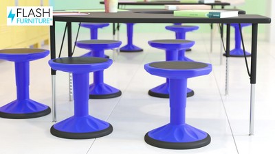 Red Adjustable Height Kids Active Learning Stool with Rubber Seat