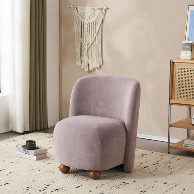 Ultra-Soft Modern Low-Back Armless Accent Chair with Skin-Friendly Upholstery and Exquisite Round Pine Wood Feet -ModernLuxe
