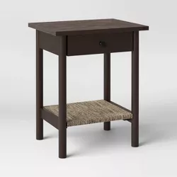 Woven Shelf Accent Table with Drawer Dark Brown - Threshold™