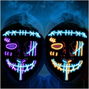 GustoWave 2Pcs Halloween Led Mask Light Up Scary Mask Purge Mask with 3 Lighting Modes for Halloween Cosplay Costume, Unisex Adult Mask - 1 of 4