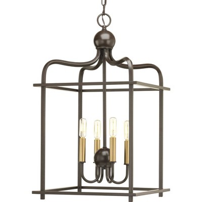 Antique Bronze 26" Four-Light Open Caged Pendant