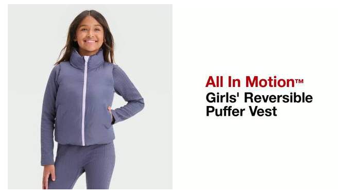 Girls' Reversible Puffer Vest - All In Motion™, 2 of 9, play video
