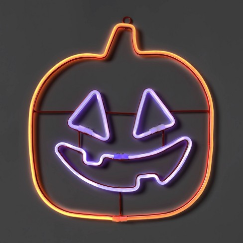 Led Neon Jack-o'-lantern Orange And Purple Halloween Novelty