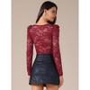 INSPIRE CHIC Women's Bodysuit Corset Long Sleeve Sweetheart Neck See Through Sheer Shirt - 4 of 4