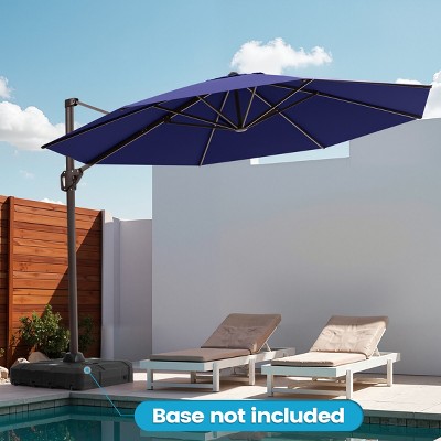 Crestlive Products 11FT Patio Cantilever Umbrella Round with 360°Rotation 6 Heights Adjustable Outdoor Offset Umbrella