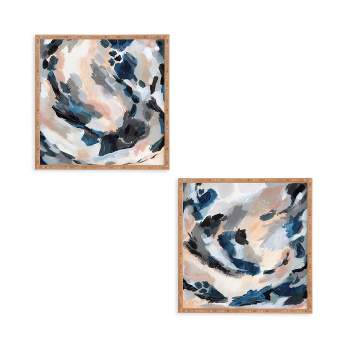 (Set of 2) 12" x 12" Abstract Framed Decorative Wall Art Blue - Deny Designs