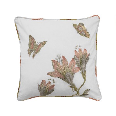 Butterfly Laurel Springs Embroidered Throw Pillow White - Waverly