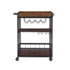 Austin Industrial Metal/Wood Kitchen Cart 3 Shelfs Bottle & Glass Racks Storage on Wheels - Linon - 3 of 4