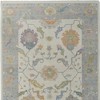 Gray Ivory and Orange Wool Floral Hand Knotted Area Rug With Fringe - 4 of 4