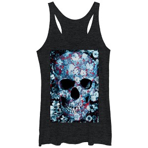 Women's Lost Gods Flower Skull Racerback Tank Top - 1 of 3