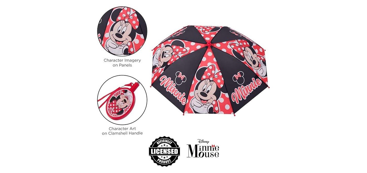 Disney Minnie Mouse Girl's Umbrella and Raincoat Set, Kids Ages 4-5 (red), цвет: Красный — фото 5