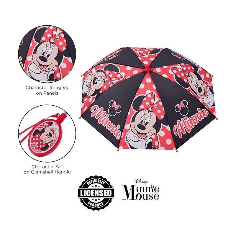 Minnie Mouse Girl's Umbrella and Raincoat Set, Kids Ages 2-5 (red), 5 of 7