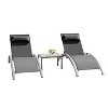 Moda Furnishings Adjustable Aluminum Outdoor Chaise Lounge Chairs with Metal Side Table, All Weather for Deck , Lawn, Poolside and Backyard - 3 of 4