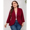 Women's Ruffled Hem Blazer Cardigan, Single-Button Lapel Jacket with 3/4 Sleeves for Casual & Office Wear - 3 of 4