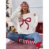 Coolmee Women Bow Knit Sweater Crew Neck Long Sleeve Knitted Pullover Contrast Trim Knitwear - 3 of 4