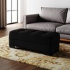 HomeRoots 50" Black and Brown Microfiber Tufted Storage Ottoman - 2 of 4