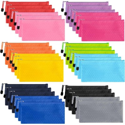 35pcs Zipper Pouches, Small Pencil Pouch Bulk, Water Resistant Pencil Case for Bill Office School Supplies