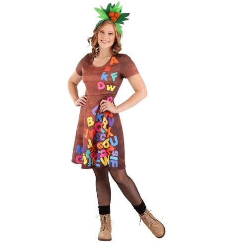HalloweenCostumes.com Small Women Women's Chicka Chicka Boom Boom Dress,  Educational Halloween Costume, Classroom Outfit, Brown/Green/Red