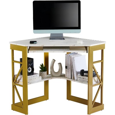 VECELO 41 in Corner Computer Desk with Storage Shelves, Corner Gamer Desk, Triangle Table, Modern Computer Desk for Home Office Workstation