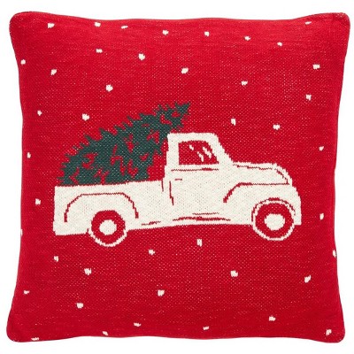 Red and Black Plaid Christmas Pillow Set, 21" Square Cotton