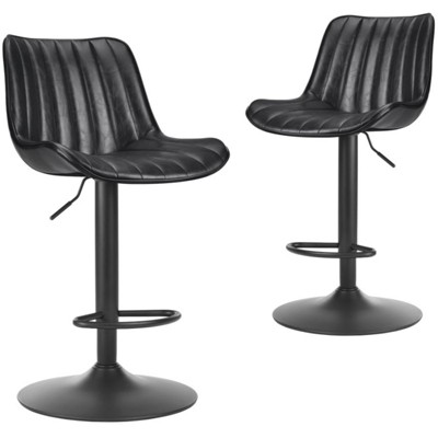 FURNIinspire Dining Chair, Bar Stools Set of 2, Adjustable Bar Stools for Dining Room, Black, 17.3"*7.3"*34"