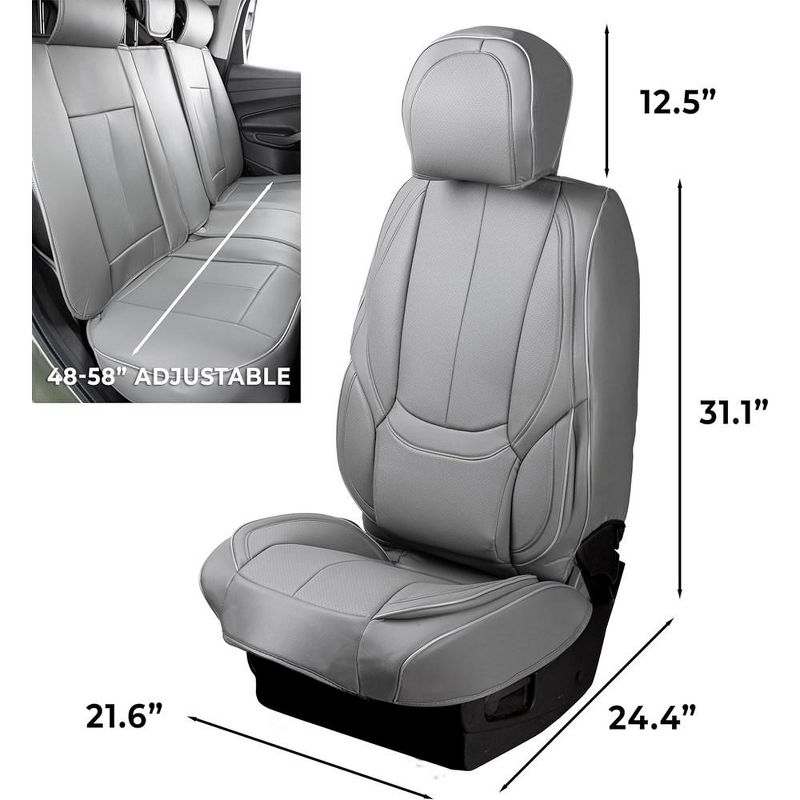 Zone Tech Car Leather Seat Covers for Front and Rear Seats Fully Covered Set of 5 Universal Fit Waterproof Fine Seat Protectors, 4 of 10