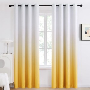 Deconovo Gradient Ombre Room Darkening Curtains, 2 Panels, Grommet Top - 1 of 4