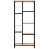 vidaXL Bookshelf with Multiple Shelving Units, Engineered Wood and Steel Construction, Ideal for Home and Office - Light Brown & Black - 3 of 4