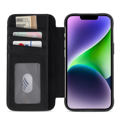 Case-Mate Apple iPhone 14/iPhone 13 Leather Wallet Folio MagSafe Compatible - Black