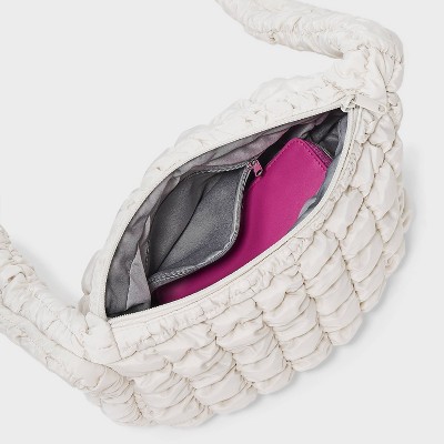 Wild Fable Puffer Crossbody Handbag - Wild Fable™ Cream: Softside, Woven, Single Strap, Zip Closure — фото 4