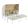 Janey 3-piece Patio Daybed with Retractable Canopy, Outdoor Sectional Daybed with Cushions, Outdoor Furniture, Tanning Near Me - Maison Boucle - 2 of 4