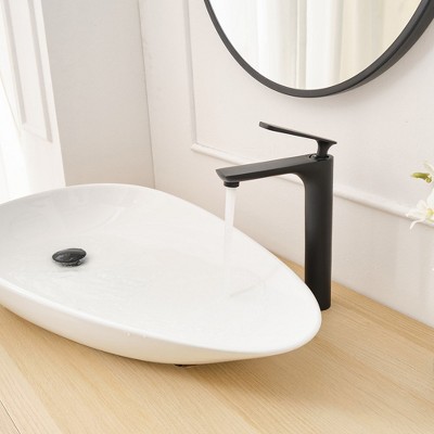 Matte Black Single Handle High Arc Vessel Sink Faucet