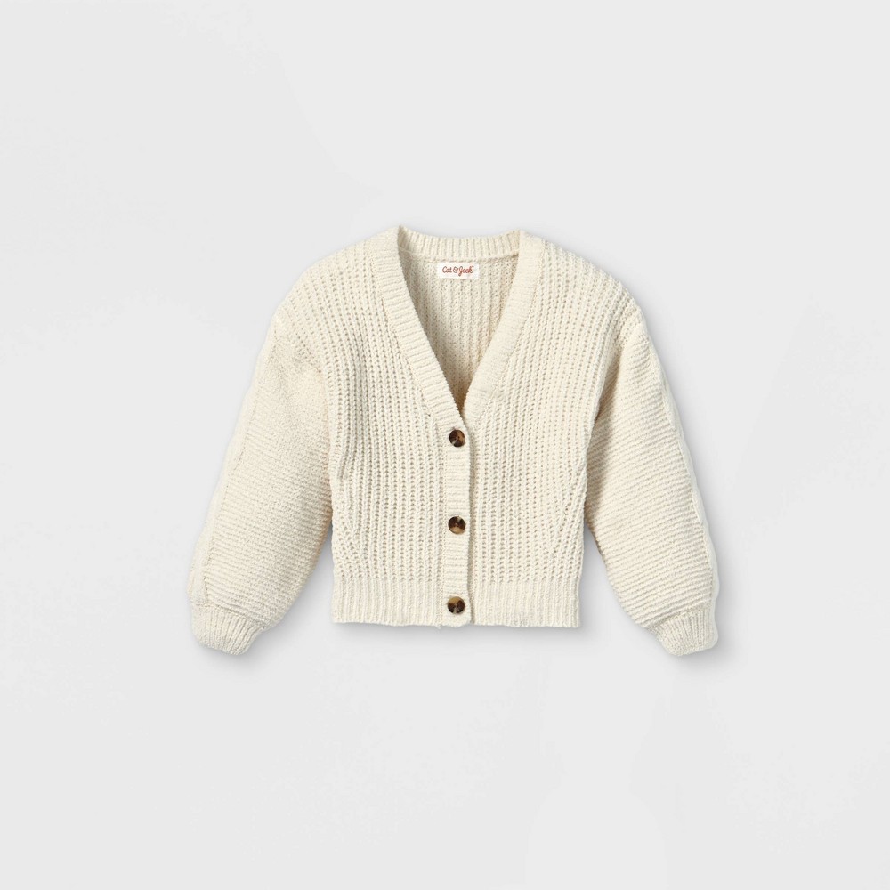 size 4T Toddler Girls' V-Neck Cardigan - Cat & Jack Cream, Ivory