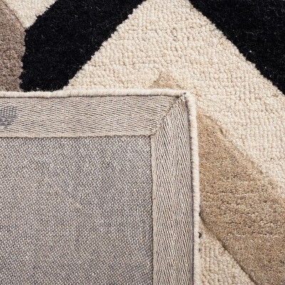 Ivory and Black Hand-Tufted Wool Square Area Rug