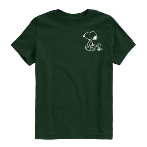 Boys' - Peanuts - Snoopy Woodstock Walk White Ink Short Sleeve Graphic T-Shirt - 1 of 4