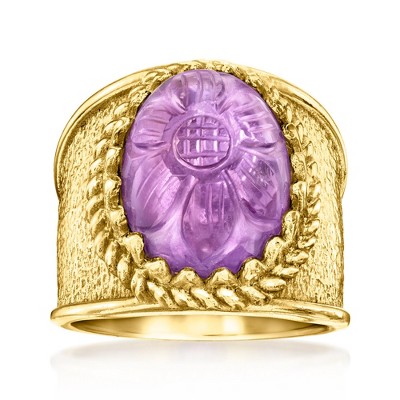 Ross-Simons 8.25 Carat Amethyst Flower Ring in 18kt Gold Over Sterling