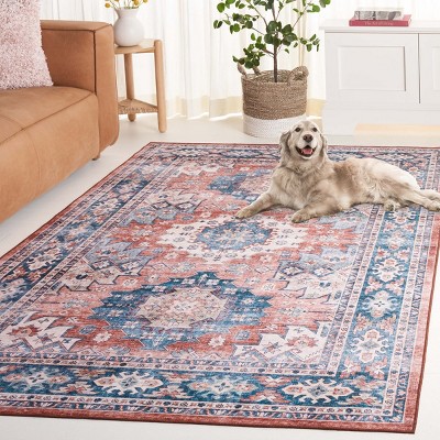Arizona Blue Rust Washable Synthetic Area Rug 3' x 5'