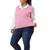 Agnes Orinda Women's Plus Size Fashion V Neck Cable Knit Sleeveless Pullover Casual Sweater Vests - 2 of 4